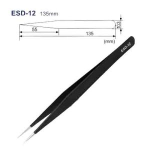 Anti-static Stainless Steel Tweezers (ESD-12)