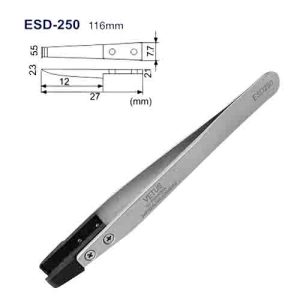 ESD Replaceable Tip SS Tweezers (ESD-250)
