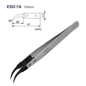 ESD Replaceable Tip SS Tweezers (ESD-7A)