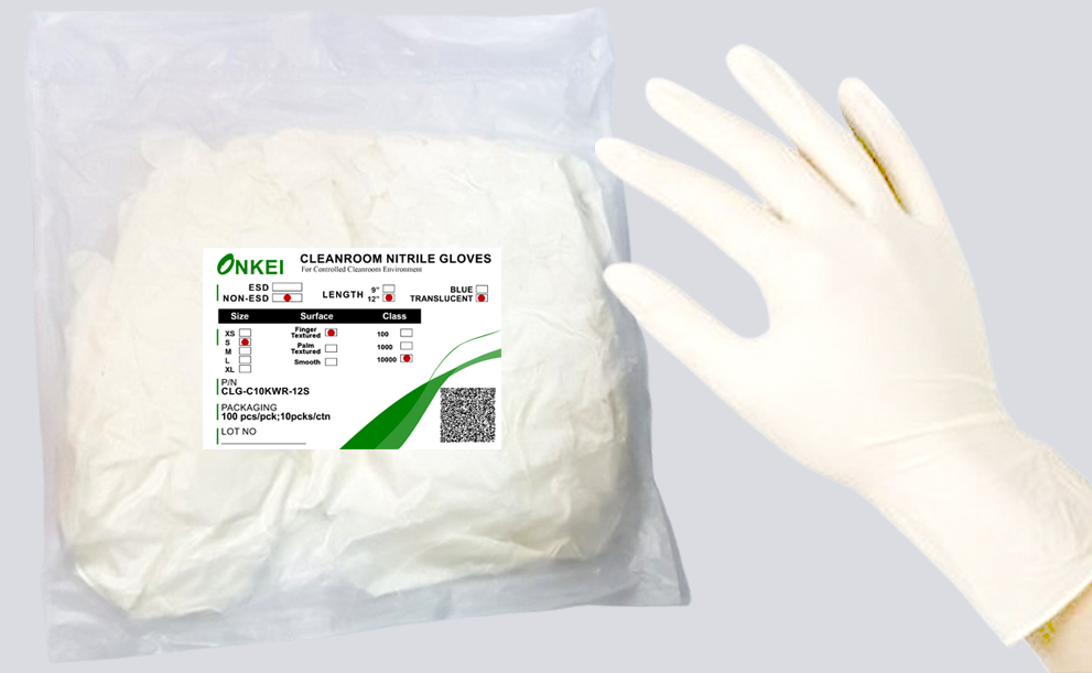 ONKEI Cleanroom Nitrile Gloves, P/N: CLG-C10KWR-12 - Image 2